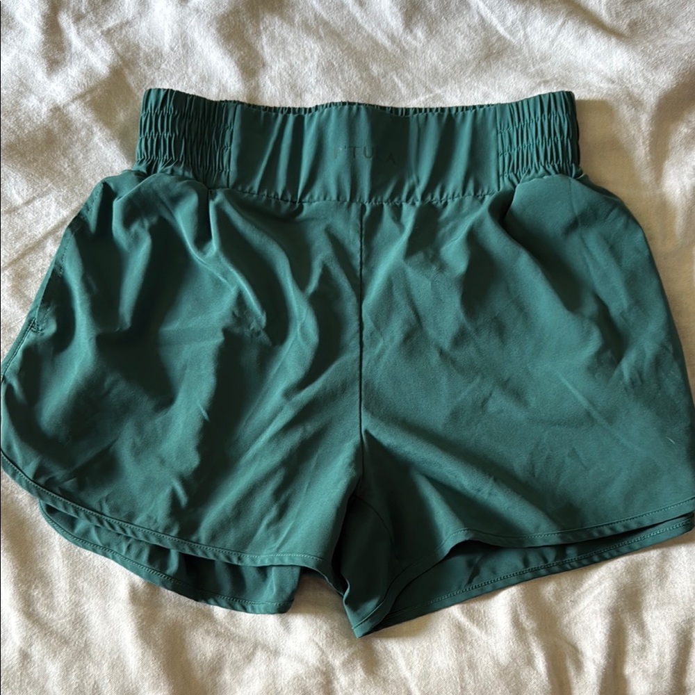P'tula Teal and black Athletic Shorts with pockets